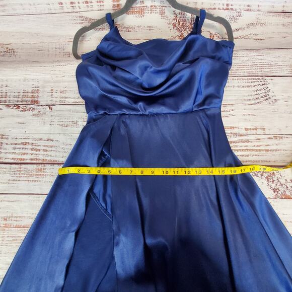 Weissman Blue Fairy Silky High Slit Dress Size ? Whimsy Stretch Leotard Lined - Picture 13 of 15
